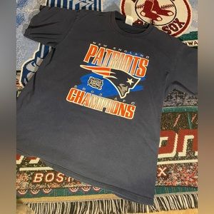 Vintage New England Patriots 2003 AFC Champions Super Bowl XXXVIII Blue Shirt XL